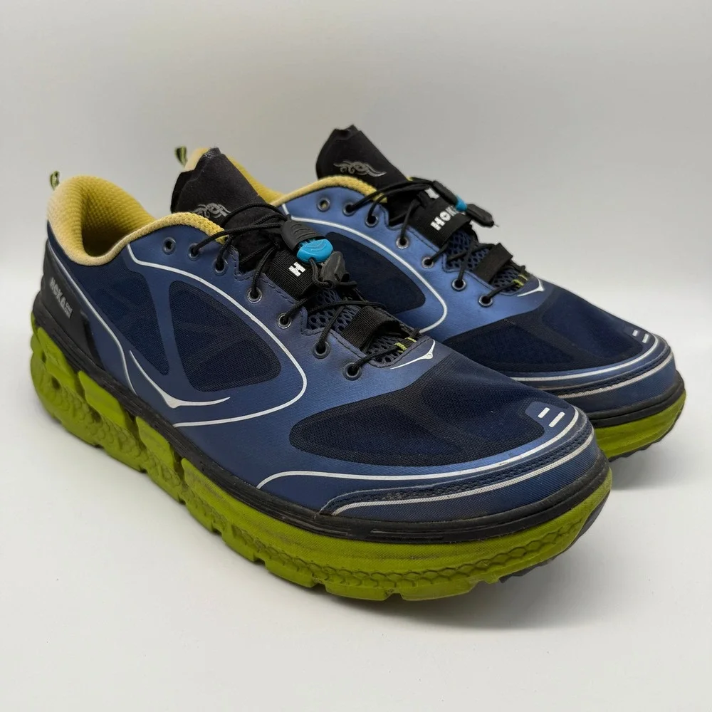 Hoka One One Conquest Running Shoes Blue Lime Green 30108 025 Mens 14